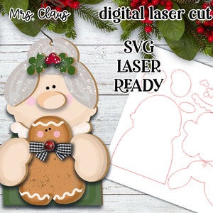 Mrs. Claus Ornament|Mrs.Claus SVG| Laser CutMrs. Claus Ornament| Glow Forge| Ornament SVG