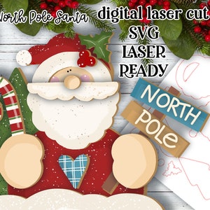 Northpole Santa SVG| Laser Cut Santa | Glow forge Christmas| Shelf Sitter Santa Claus SVG