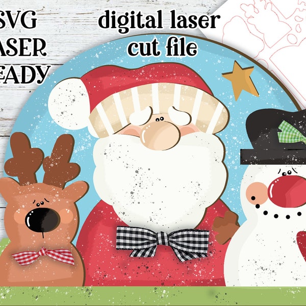 Festive Christmas Pals Laser SVG Set |Santa Claus SVG| Laser Cut Christmas Ornaments Ornament| Glow Forge| Ornament SVG