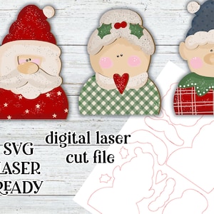 クリスマス トリオ レーザー SVG セット |ミセス クラウス SVG| レーザーカット クリスマス オーナメント オーナメント| グロー フォージ| オーナメント SVG