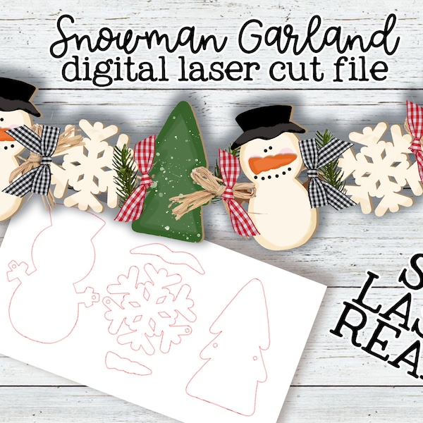 Schneemann Girlande| Christmas SVG| Laser cut Weihnachtsgirlande| Leuchtschmiede| Girlande SVG