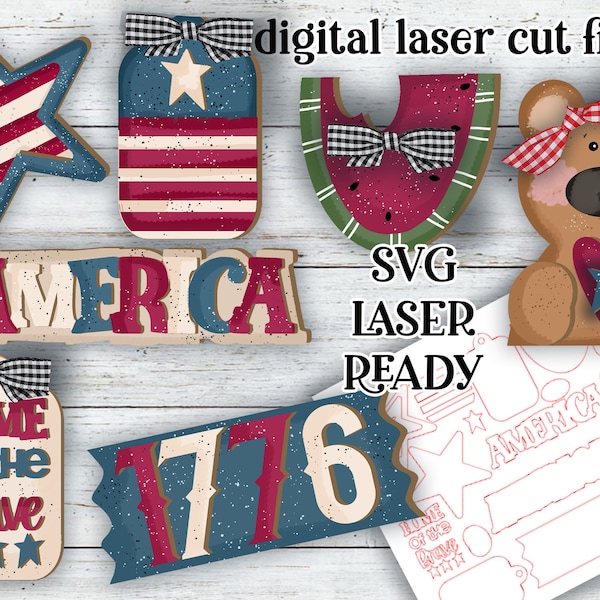 Land That I Love SVG Set| Patriotic SVG| Laser Cut Americana| Glow forge| Fourth Of JulyTiered Tray SVG|