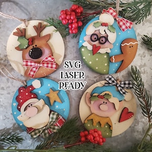 Christmas Clan Round Ornament SVG Set |Christmas Laser SVG| Laser Cut Christmas Ornament| Glow Forge| Christmas Tiered TraySVG