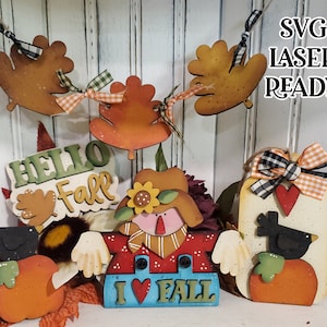 Fall Frenzy Scarecrow SVG| Harvest Sign SVG| Laser Cut Scarecrow| Glow forge| Harvest SVG| Glowforge Fall Tiered Tray