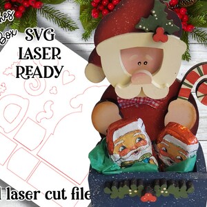 Caja de dulces de Papá Noel con dulces deseos SVG/Svg de Papá Noel/Caja de Papá Noel cortada con láser/Forja brillante/BoxSVG