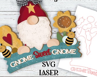 Gnome Sweet Gnome SVG | Laser Ready Ea Gnome | Glow Forge Gnome | Letni Gnome SVG