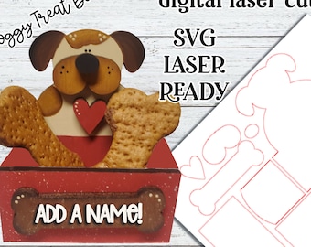 Doggy Treat Box Laser SVG| Laser Cut Dog Treat Box| Glowforge| Dog Bone Box Laser SVG
