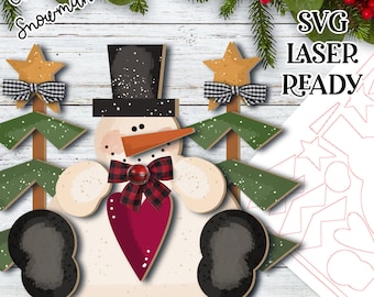 Chubby Snowman SVG |Laser Ready Snowman| Glow forge Christmas Ornament| Glowforge Snowman