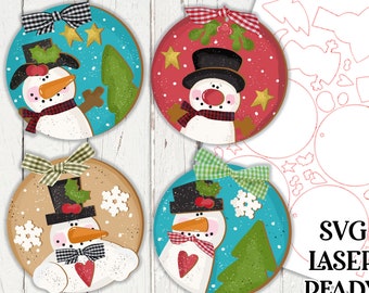 Snow Pals Snowman Ornament Set SVG| Laser Cut Snowman Ornament| Glow Forge| Ornament SVG