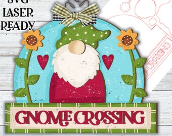 Señal de cruce de gnomos SVG/ Gnomo SVG/ Gnomo preparado para láser/ Señal de gnomo/