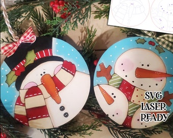 Snow Buddies Snowman Ornament Set SVG| Laser Cut Snowman Ornament| Glow Forge| Ornament SVG