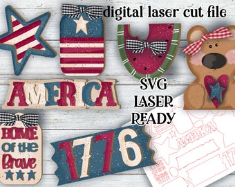 Land That I Love SVG Set| Patriotic SVG| Laser Cut Americana| Glow forge| Fourth Of JulyTiered Tray SVG|
