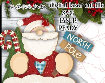 Northpole Santa SVG| Laser Cut Santa | Glow forge Christmas| Shelf Sitter Santa Claus SVG