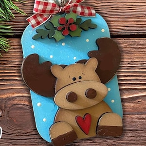 Christmas Moose Tag Ornament SVG| Laser Cut Moose Ornament| Glowforge|Christmas Ornament SVG