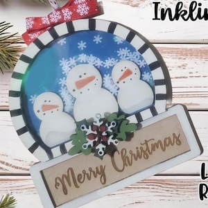 Scena bałwana Shaker Ornament SVG| Laserowo wycinany ornament bałwana| Glow forge| Kardynał Ornament SVG