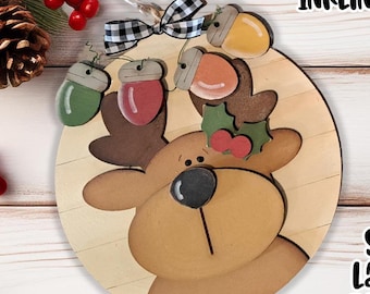 Reno de luces brillantes SVG/Adorno de reno cortado con láser/Forja luminosa/Adorno navideño SVG