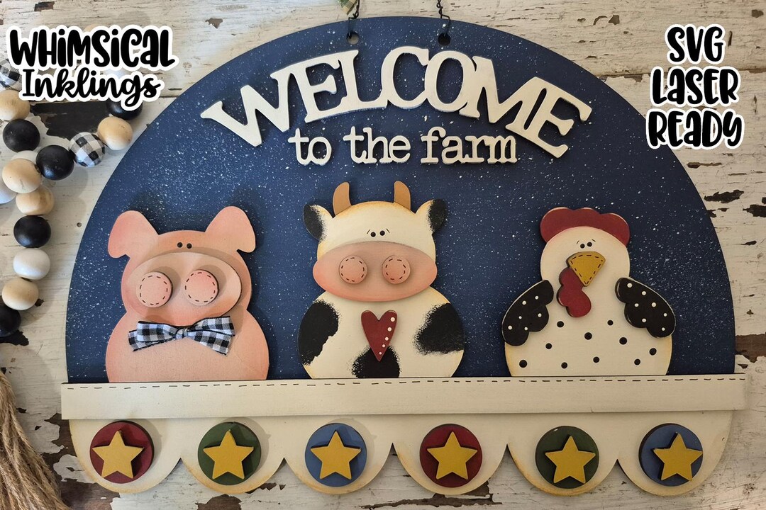 Farm Rug Svg Welcome to the Farm Penny Rug Sign Laser SVG| Cow Sign SVG| Laser Cut ...