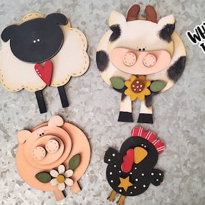 Aimants de basse-cour copains SVG| Vache SVG | Cochon découpé au laser | Forge phosphorescente| Aimant SVG | Aimant poulet