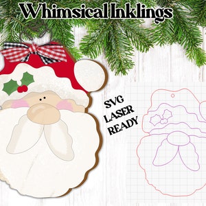Santa Face Ornament SVG| Santa Claus SVG| Laser Cut Santa Ornament| Glow forge| Ornament SVG