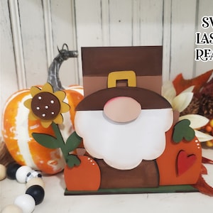 Bitty Pilgrim Gnome SVG |Laser Ready Gnome| Glow Forge Gnome| Thanksgiving Gnome SVG