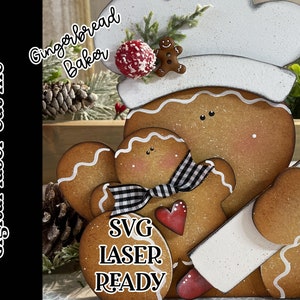 Gingerbread Baker Shelf Sitter| Christmas SVG| Laser Cut Christmas Gingerbread| Glow forge|Ginger SVG