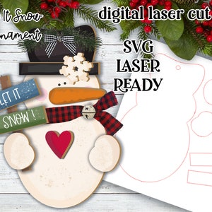 Let it Snow Snowman Ornament SVG| Laser Cut Snowman Ornament| Glow orge| Ornament SVG