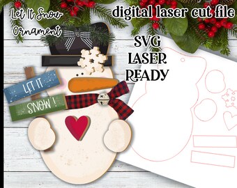 Let it Snow Snowman Ornament SVG| Laser Cut Snowman Ornament| Glow orge| Ornament SVG