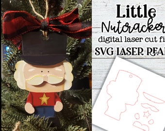 Little Nutcracker SVG| Laser Cut Nutcracker Ornament| Glowforge| Ornament SVG