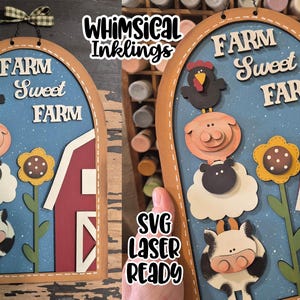 Farm Sweet Farm Animal Stack Sign SVG| Cow Sign SVG| Laser Cut Cow| Glow forge| Farmhouse SVG| Glowforge Farm