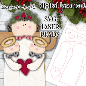 Christmas Angel SVG for Laser Cutting| Angel SVG| Laser Cut Angel Shelf Sitter| Glow Forge| Christmas SVG