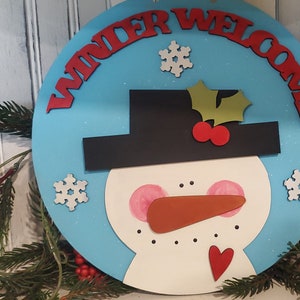 Welcome Winter Snowman Sign SVG |Laser Ready Snowman| Glow forge Snowman Sign| Snowman SVG