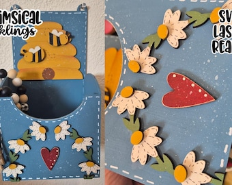 Hanging Bee Box Laser SVG |Bee SVG| Laser Cut Box| Glow forge| Flower Box box SVG|