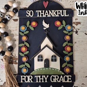 For Thy Grace Sign Laser SVG |Laser Ready Prim Home| Glow Forge Folk-art| Primitive SVG