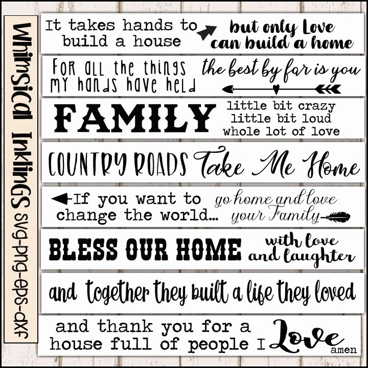My Family Sign Bundle SVG Cutter Files for Use With Cricut, Silhouette ...