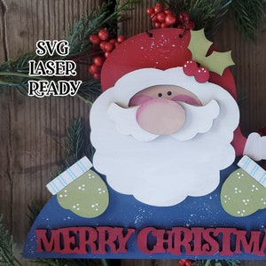Merry Christmas Santa Sign SVG| Christmas SVG| Laser Cut Christmas Sign| Glow forge Christmas Sign SVG