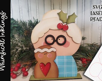 Bitty Mrs. Claus SVG| Laser Cut Mrs. Claus| Glow forge| Christmas SVG |Santa Laser SVG