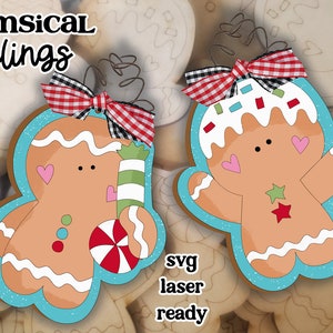 Bitty Gingers Ornament SVG Set| Christmas SVG| Laser Cut Christmas Gingerbread| Glow forge| Ornament SVG