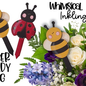 Biene Happy Plant Poke SVG | Glow Forge Pflanze Poke| Strauß Pflanzensocken | Marienkäfer SVG