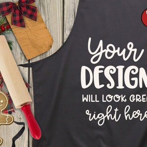 Black Christmas Apron Mock Up - Commercial Use Allowed