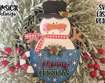 Merry Christmas Snowman Cup Ornament Laser SVG| Christmas SVG| Laser Cut Christmas Snowman| Glow forge| Ornament SVG