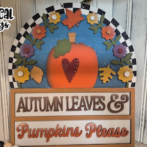 Autumn Leaves Sign Laser SVG| Harvest Sign SVG| Laser Cut Pumpkin Sign| Glow forge| Harvest SVG| Glowforge Fall