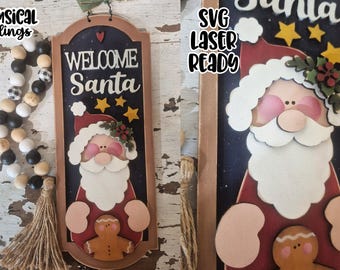 Welcome Santa Tall Sign Laser SVG| Christmas SVG| Laser Cut Christmas Sign| Glow forge Christmas Sign SVG