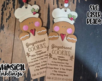 Gingerbread Baker Cookie Recipe Ornament Laser SVG| Christmas SVG| Laser Cut Christmas Cutting Board| Glow forge| Ornament SVG