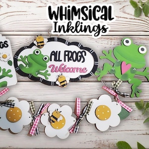 Toutes les grenouilles bienvenues Laser SVG | Laser grenouille| Signe grenouille| Plateau à plusieurs niveaux Grenouille