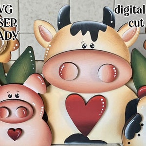 Farm Pals SVG| Krowa SVG| Świnia wycinana laserowo| Kuźnia Glow| FarmhouseSVG|