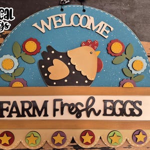 Farm Fresh Eggs Prim Penny Rug Sign SVG| Chicken SVG| Laser Cut Chicken| Glow forge| Chicken Sign SVG|