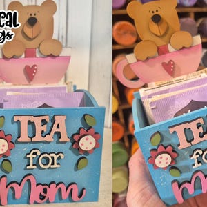 Tea For Mom Box Laser SVG | Bee SVG| Lasergesneden doos| Gloedsmederij| Bloembak SVG|