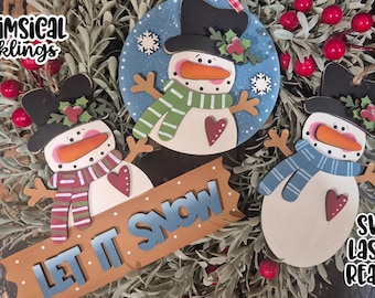 雪だるまオーナメント SVG ファイル | レーザーカット ファイル