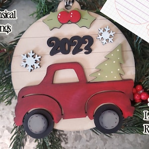 Christmas Red Truck SVG| Laser Cut Vintage Truck Ornament| Glowforge| Ornament SVG