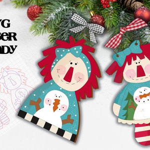Snowman Annie Ornament SVG Set| Prim Annie SVG| Raggedy Annie Hanger| Glow forge| Raggedy Annie SVG